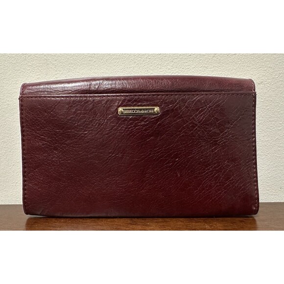 REBECCA MINKOFF envelope clutch crossbody burgundy leather with chain strap - Picture 4 of 16